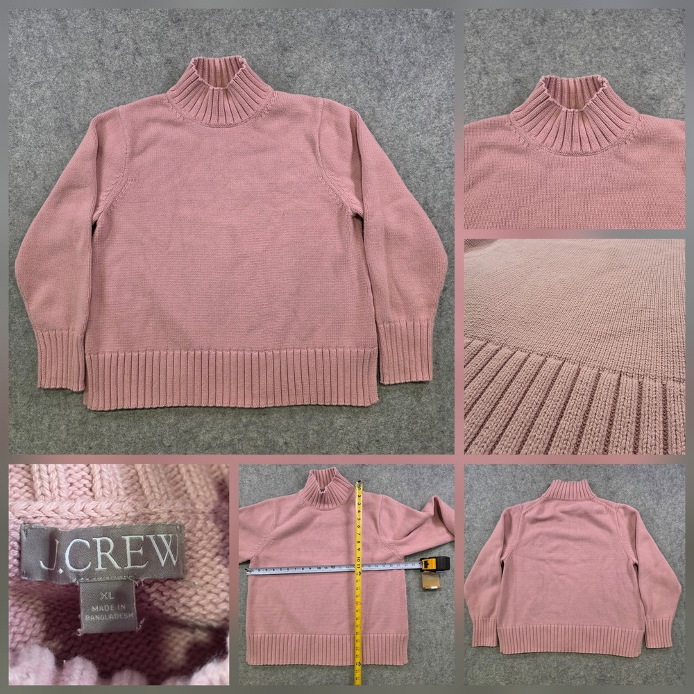 J.Crew Sweater Womens XL Pink Turtleneck Knit Raglan Pullover Long Sleeve Casual